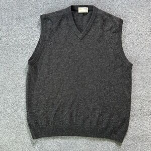 Marks Spencer Sweater Mens Large Lambswool Pullover Wool Vest Cabin Core Grey